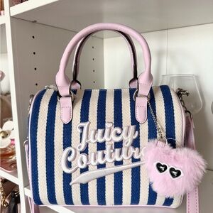 Juicy Couture “Fresh To Be Juicy” Blue and Pink Striped Satchel